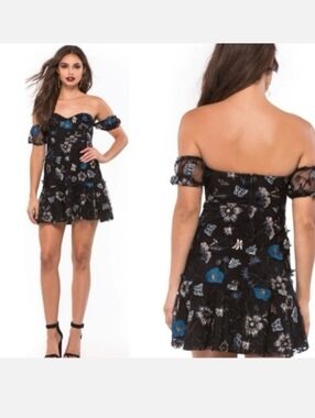 For Love & Lemons Botanic Embroidered strapless dress S